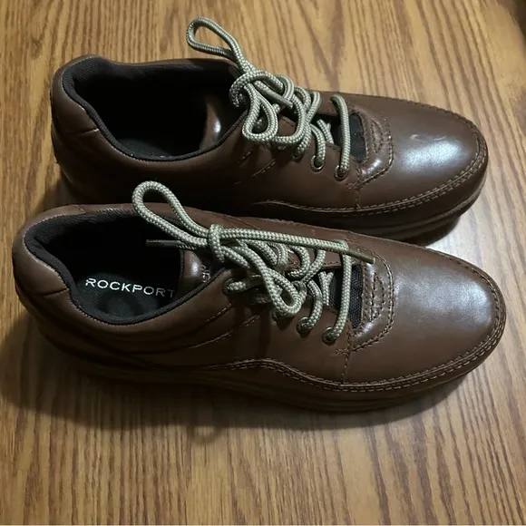 Rockport World Tour Classic Walking Shoes Brown Leather, Men's Size 8.5