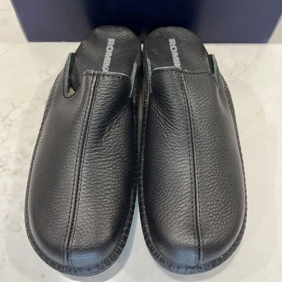 Romika Mens EU 42 ( M 8.5 - 9, W 11) Mokasso Black Leather Slippers Shoes Mules