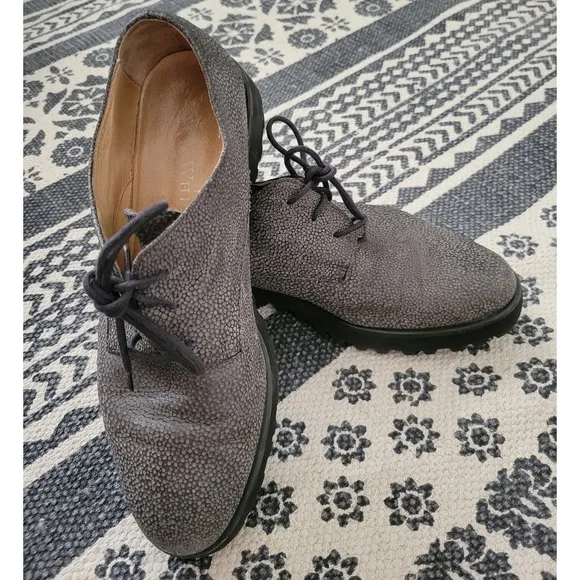 Ron White All Day Heels Oxford Lace-Up Shoes Slide Suede Leather Vibram gray