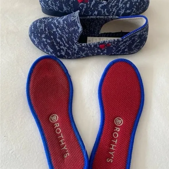 Rothy's Kids 13 Blue &amp; Red Slip on Washable Shoes-Pillow Comfort great support