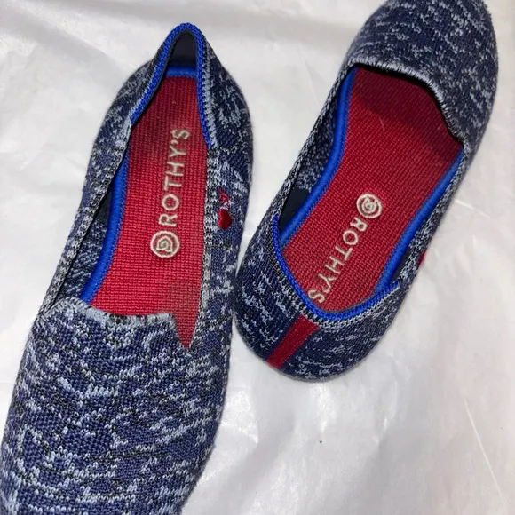 Rothy's Kids 13 Blue &amp; Red Slip on Washable Shoes-Pillow Comfort great support