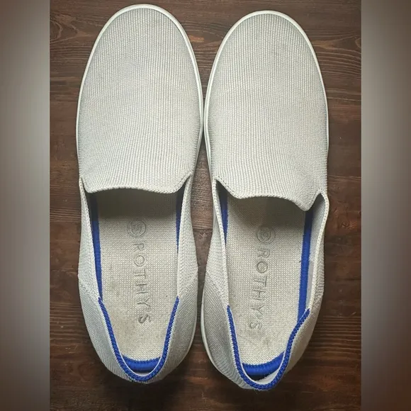 Rothys The Original Slip On Shoes Womens 9.5 Sand Beige Comfort Sneaker Preppy.