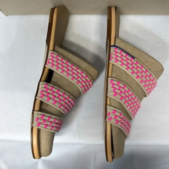 Rothy’s The Triple Band Slide Sandals Hot Pink Basket Stitch sandals size 5