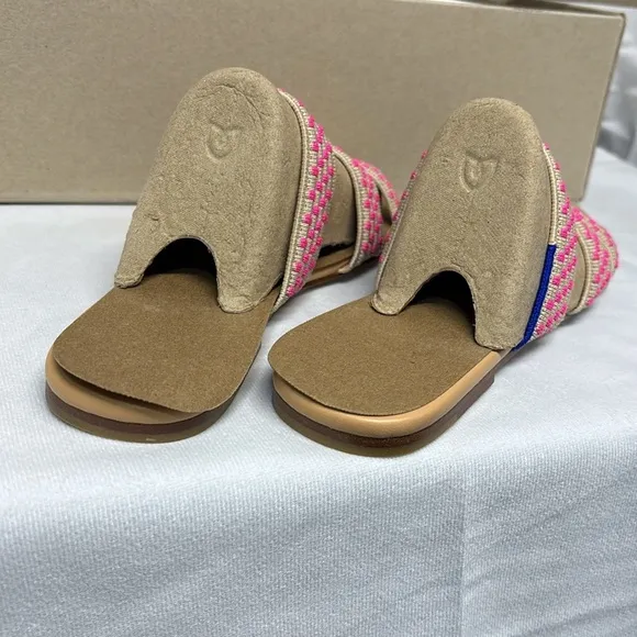 Rothy’s The Triple Band Slide Sandals Hot Pink Basket Stitch sandals size 5
