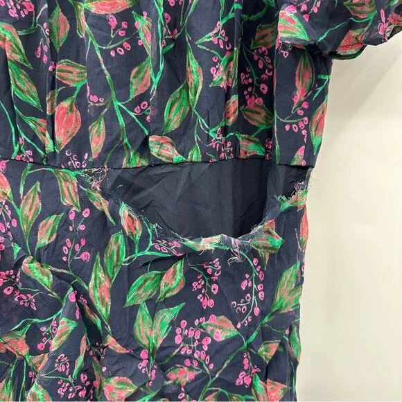 RTR Saloni‎ Vida Ruffled Silk Georgette Asymmetric Hem Floral Midi Dress Sz 6