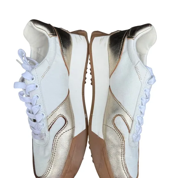 Sam Edelman Layla Sneakers Women's 7.5M White Gold SE-1980 Retro Style Shoes