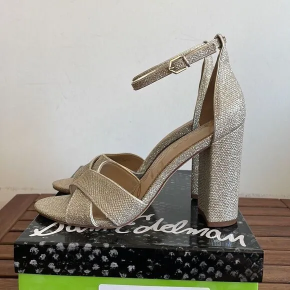 Sam Edelman Yaro Ankle Strap Sandals Light Gold Mesh US Women 9/UK6.5/EU40($120)
