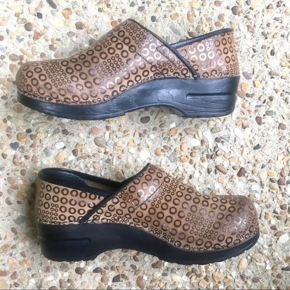 Sanita Original Danish Clog Polka Dot Circles Nurse Comfort Shoes Size 7