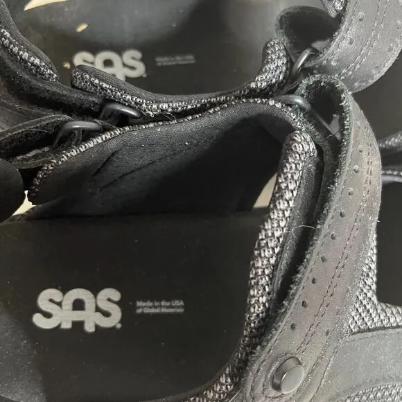 SAS Black Sandals Maverick Leather Mesh Upper Adjustable Straps Womens Size 8.5