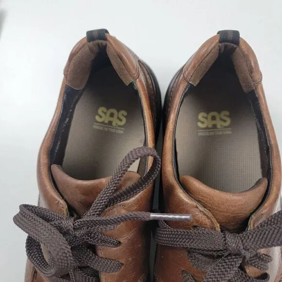 SAS Move On Brown Leather Lace Up Walking Shoes Mens Size 10 M Made In USA