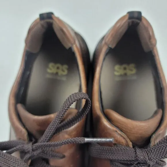 SAS Move On Brown Leather Lace Up Walking Shoes Mens Size 10 M Made In USA