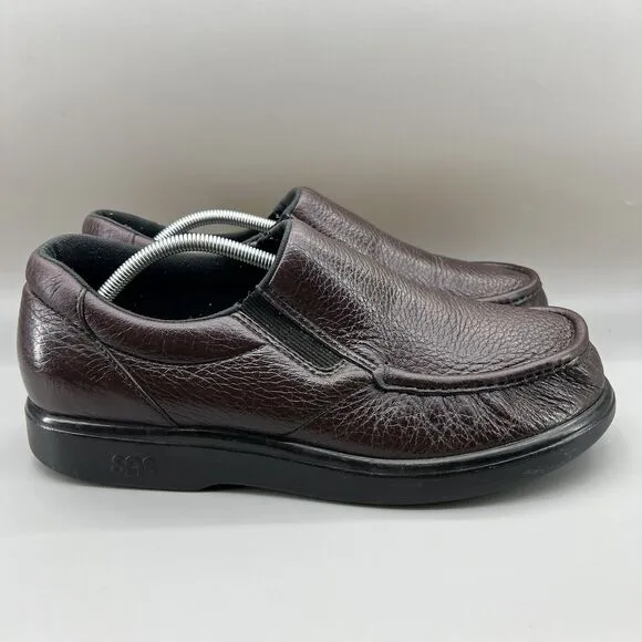 SAS Side Gore Comfort Shoes Men Size 12.5 M Burgundy Leather Slip On Loafers