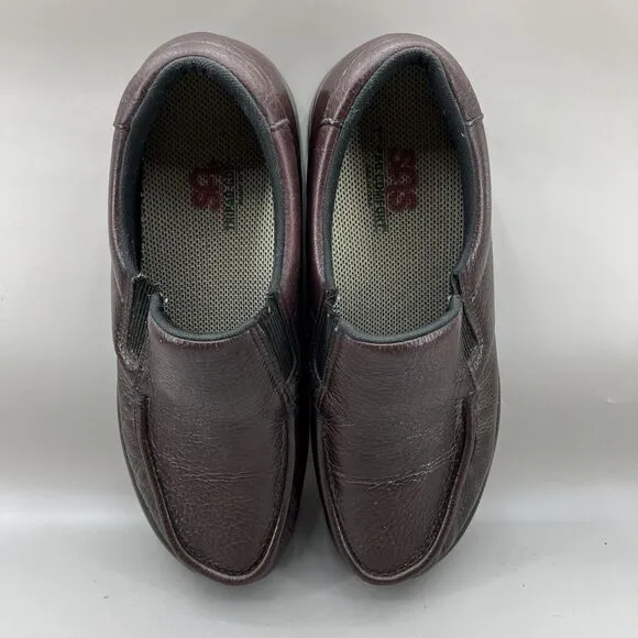 SAS Side Gore Comfort Shoes Men Size 12.5 M Burgundy Leather Slip On Loafers