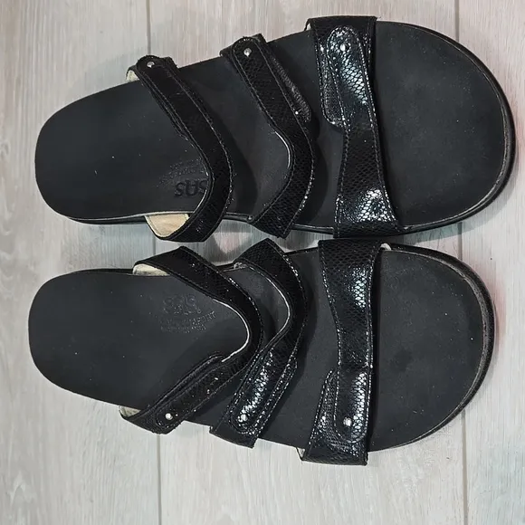 SAS Women Naples hook &amp; loop Comfort Tripad Leather Wedge Sandals shoes 9M
