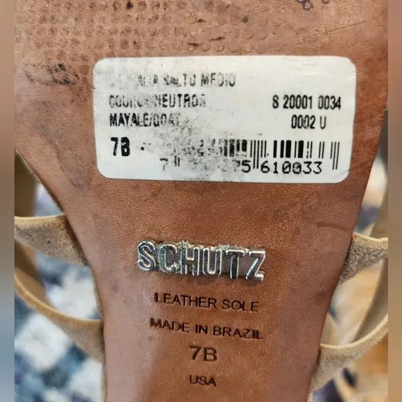 Schutz Tan Suede Lace Up Strappy Block Heel Open Toe Melancy Sandal
