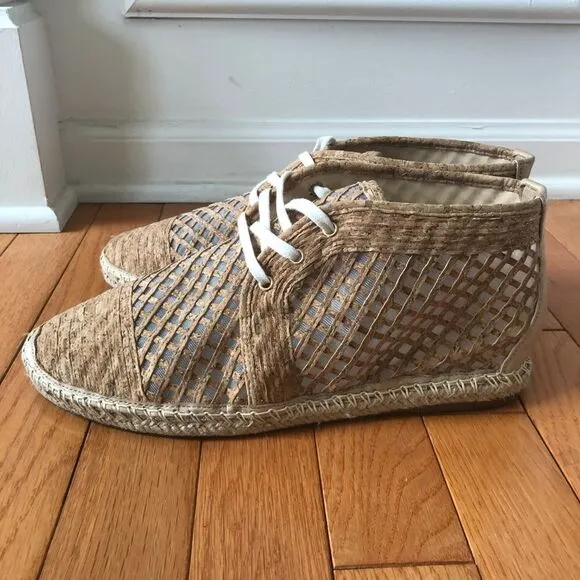 Schutz Womens Kork Shoes Lace Up Flat Espadrille