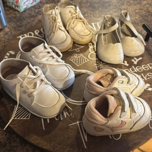 Set of four vintage baby shoes size 4