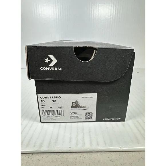 Size 10 Men’s Converse Unisex All Star Chuck Taylor Hi Top Charcoal Gray 1J793