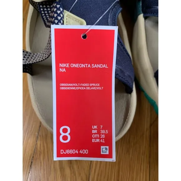 Size 8 Nike Oneonta Sandals “Obsidian Volt Spruce” Outdoor Hiking Sandals DJ6604