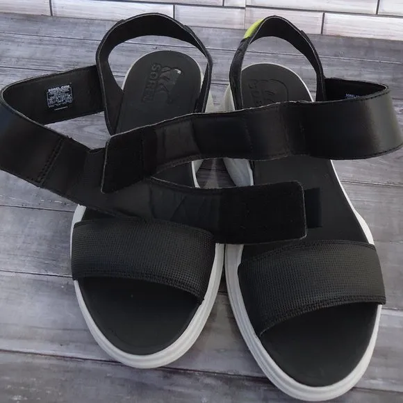 SIZE 8.5. SOREL Explorer Blitz Stride Black Sandals Shoe.