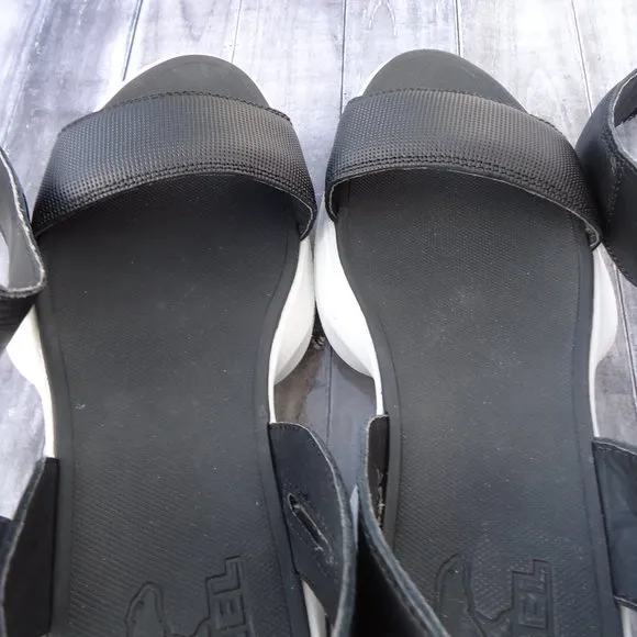 SIZE 8.5. SOREL Explorer Blitz Stride Black Sandals Shoe.