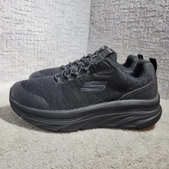 Skechers D’Lux Walker Relaxed Fit Men's Size 9.5 US Black Walking Shoes 232045