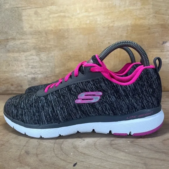 Skechers Flex Appeal 3.0 Womens Size 7 Shoes Sneakers Black Gray Hot-Pink 13067
