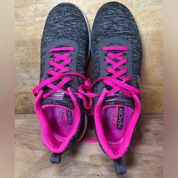 Skechers Flex Appeal 3.0 Womens Size 7 Shoes Sneakers Black Gray Hot-Pink 13067
