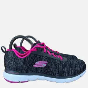 Skechers Flex Appeal 3.0 Womens Size 7 Shoes Sneakers Black Gray Hot-Pink 13067