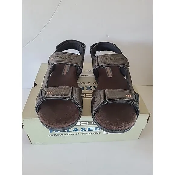 Skechers Mens SZ 11 Garver Louden Brown Outdoor Sandals Adjustable Relaxed Fit