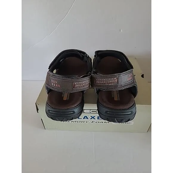 Skechers Mens SZ 11 Garver Louden Brown Outdoor Sandals Adjustable Relaxed Fit