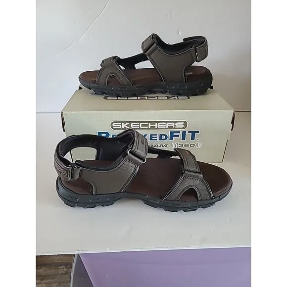 Skechers Mens SZ 11 Garver Louden Brown Outdoor Sandals Adjustable Relaxed Fit