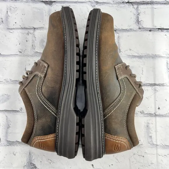 Skechers Oxford Shoes Mens 8.5 Oiled Leather Lace Up Shoe Brown Sneaker Comfort