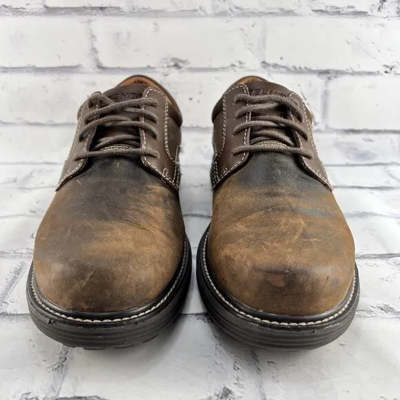 Skechers Oxford Shoes Mens 8.5 Oiled Leather Lace Up Shoe Brown Sneaker Comfort