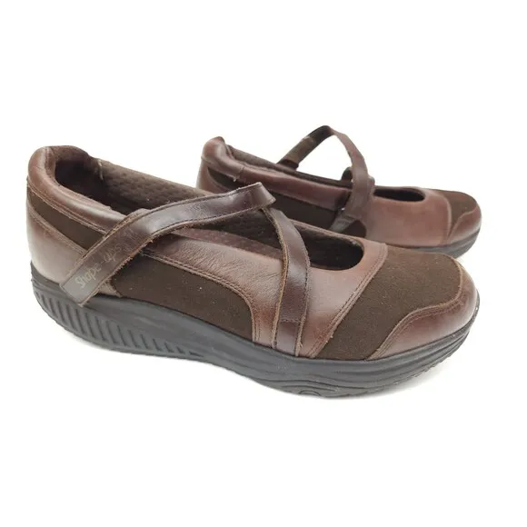 Sketchers Shape Ups Womens Size 9.5 Mary Jane Fitness Walking Shoes Brown 24866