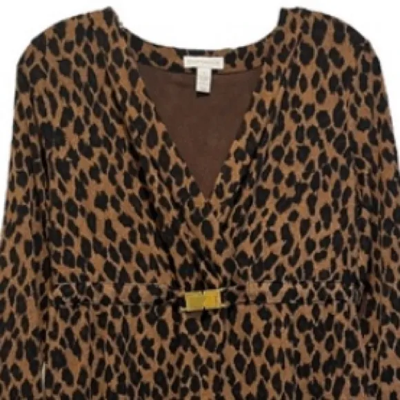 Slinky Leopard Dress Sexy Flowy Wrap Stretch Gold Brown Black Size Small