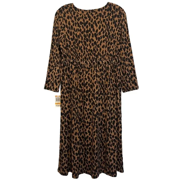 Slinky Leopard Dress Sexy Flowy Wrap Stretch Gold Brown Black Size Small