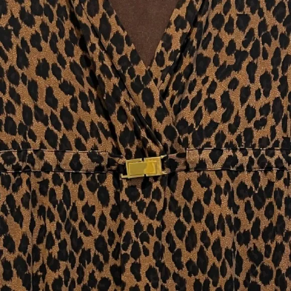 Slinky Leopard Dress Sexy Flowy Wrap Stretch Gold Brown Black Size Small