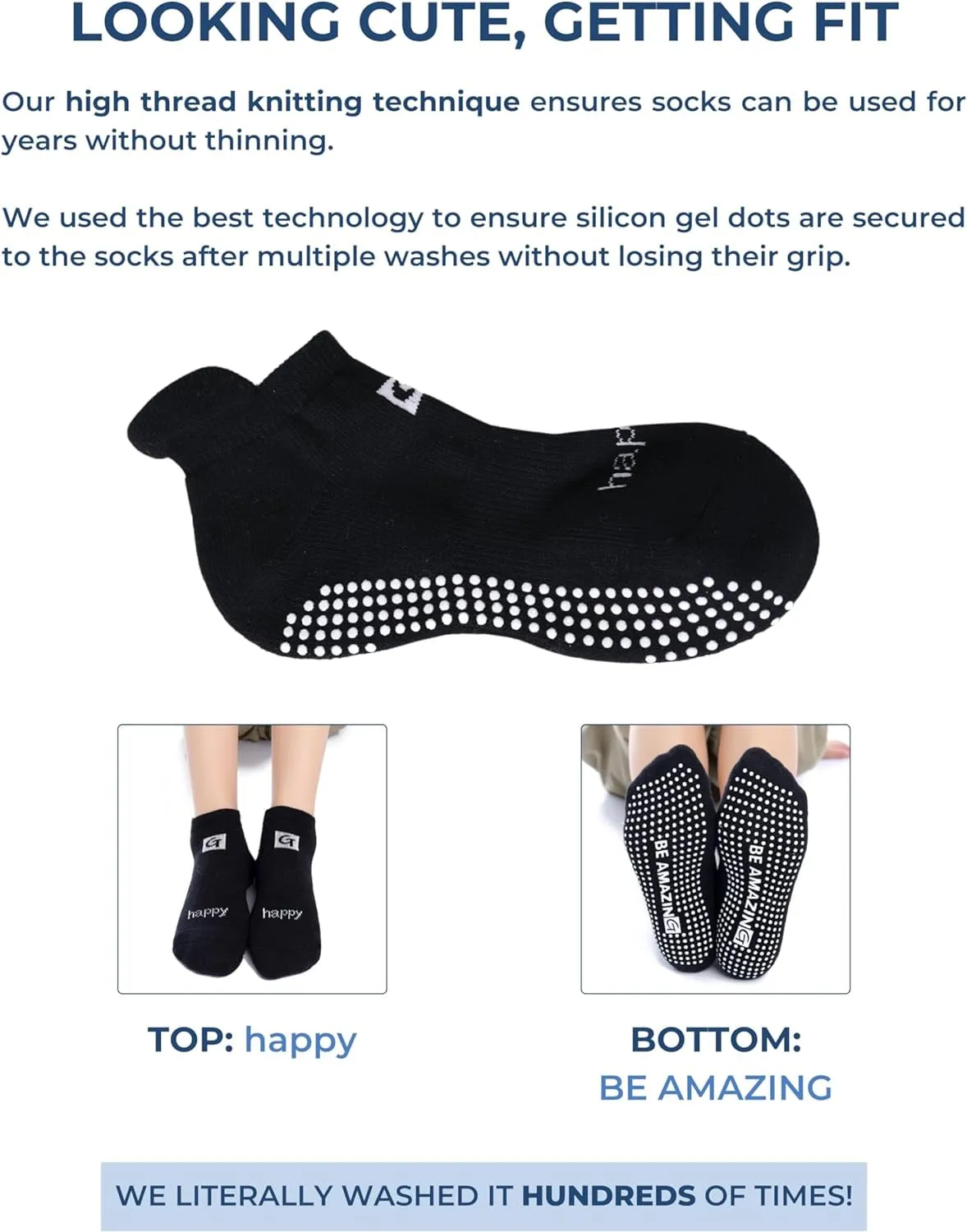 Socks for Women Non-Slip W/ Grips, Ideal for Pilates, Pure Barre, Maternity, Barefoot Workout, Dance