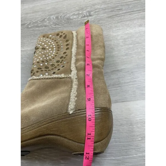 Softwalk Manistee Stud Women's Boots Brown Leather 7.5N Lined Wedge Shoes