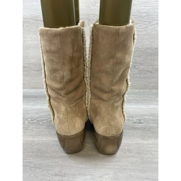 Softwalk Manistee Stud Women's Boots Brown Leather 7.5N Lined Wedge Shoes