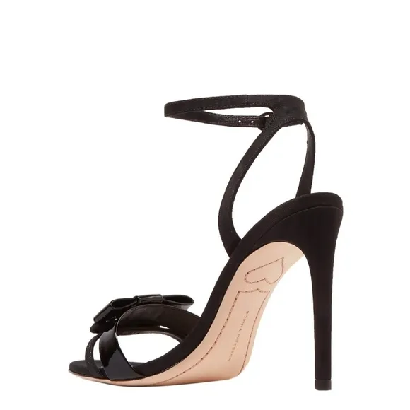 Sophia Webster Andie Bow Detail Leather Straps Black Heels Sandals