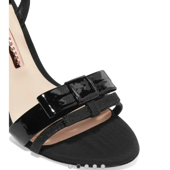 Sophia Webster Andie Bow Detail Leather Straps Black Heels Sandals
