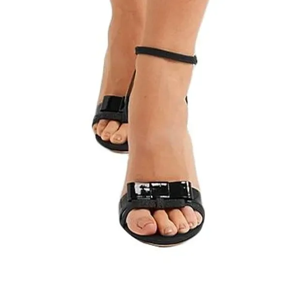 Sophia Webster Andie Bow Detail Leather Straps Black Heels Sandals