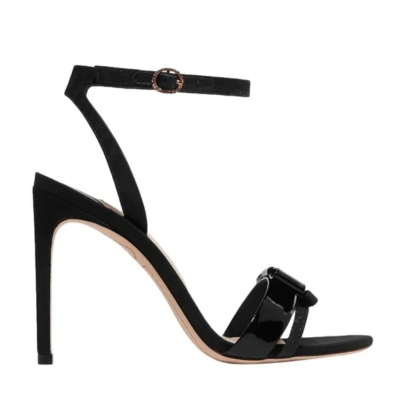 Sophia Webster Andie Bow Detail Leather Straps Black Heels Sandals