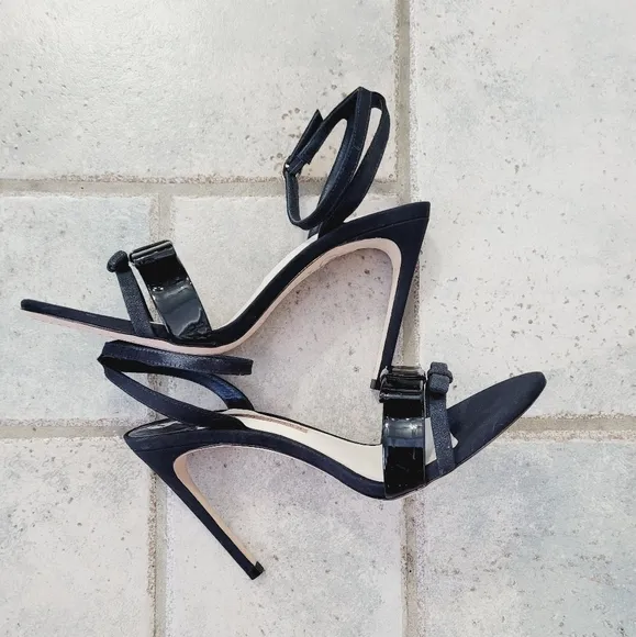Sophia Webster Andie Bow Detail Leather Straps Black Heels Sandals