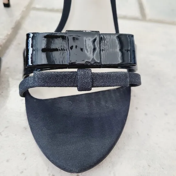 Sophia Webster Andie Bow Detail Leather Straps Black Heels Sandals