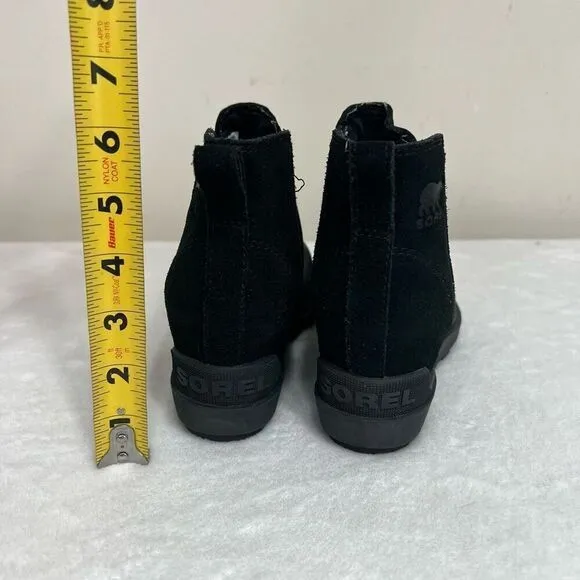 Sorel Black Evie II Chelsea Wedge Boots Ankle 7 Women