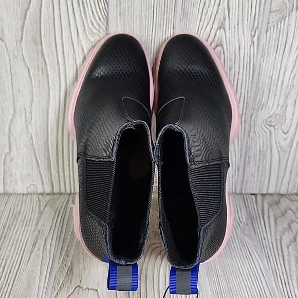 Sorel Brex Heel Chelsea Boots Black Pink Leather Womens Size 7 NEW