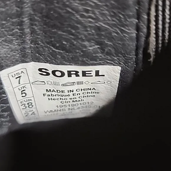 Sorel Brex Heel Chelsea Boots Black Pink Leather Womens Size 7 NEW